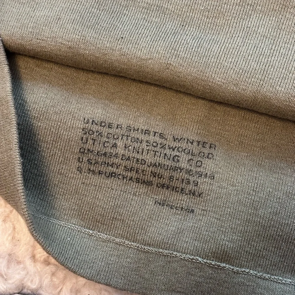 Olive green wool cotton undershirt - Picture 3 of 7